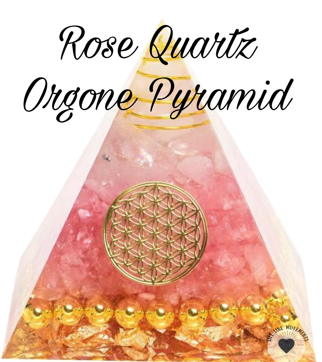 Rose Quartz Orgone Pyramid with Sacred geometry