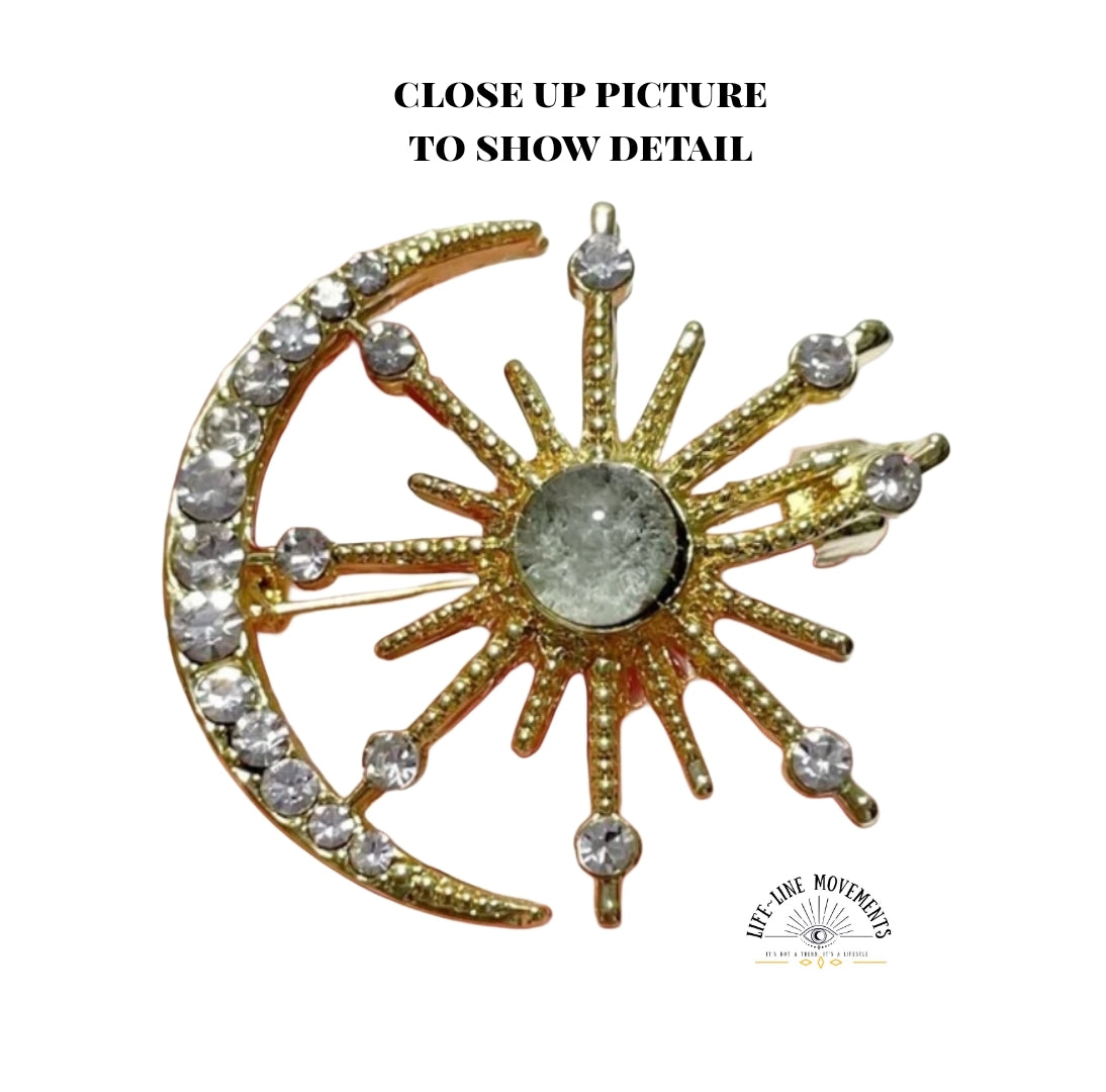Moon Star Brooch-Amazonite (Virgo Zodiac)