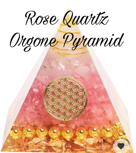 Rose Quartz Orgone Pyramid with Sacred geometry