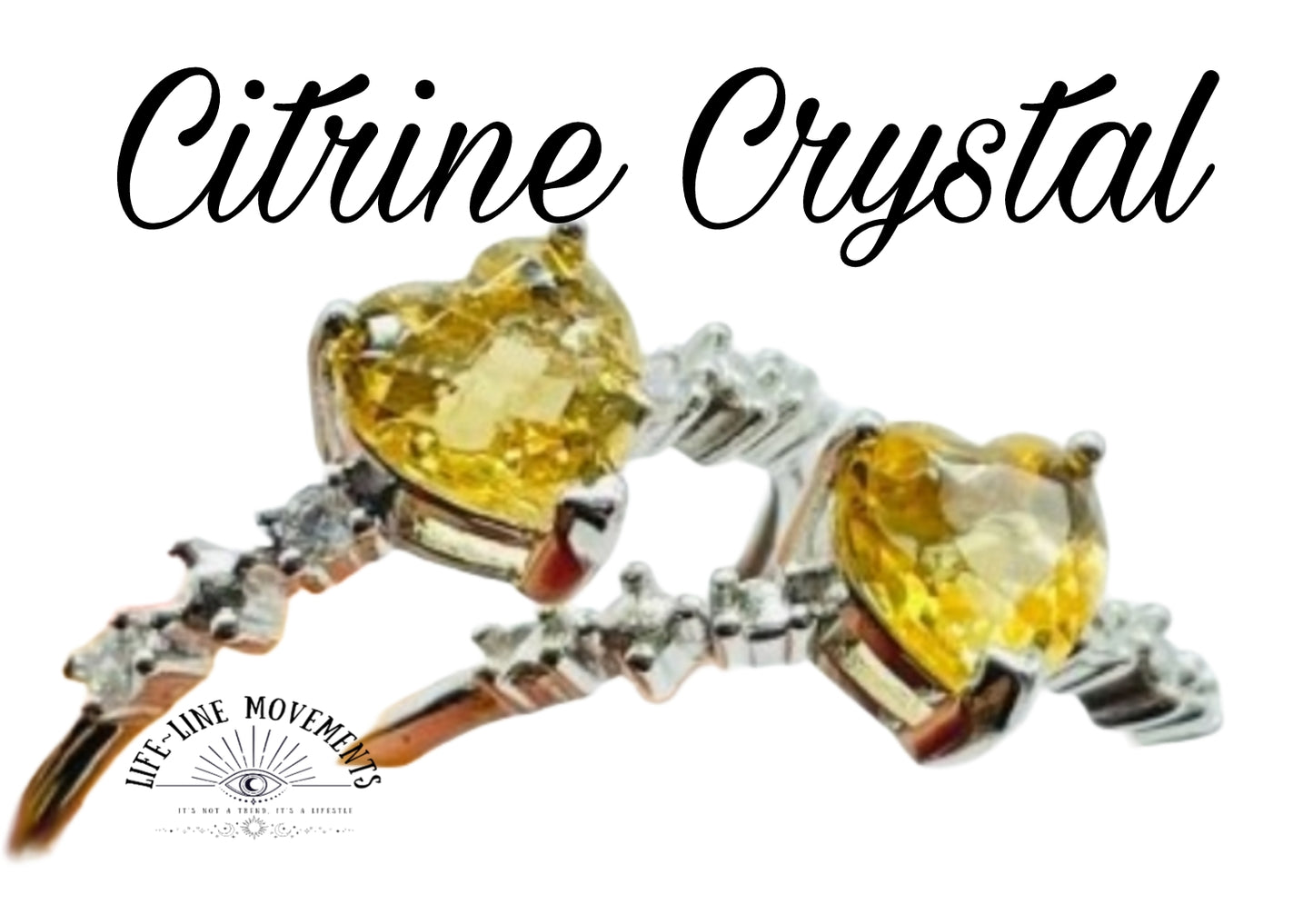 Citrine Crystal Heart Cut Faceted Ring
