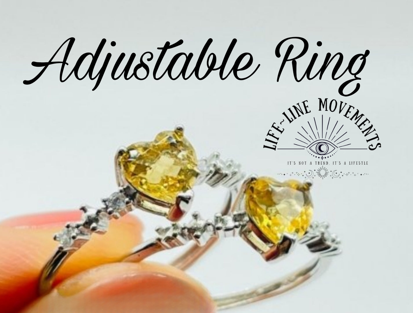 Citrine Crystal Heart Cut Faceted Ring
