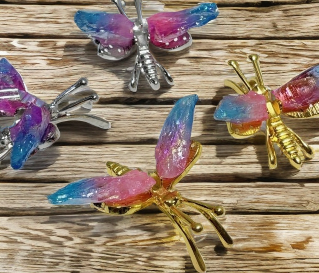 Aura Blue Pink Green Amethyst Dragonfly