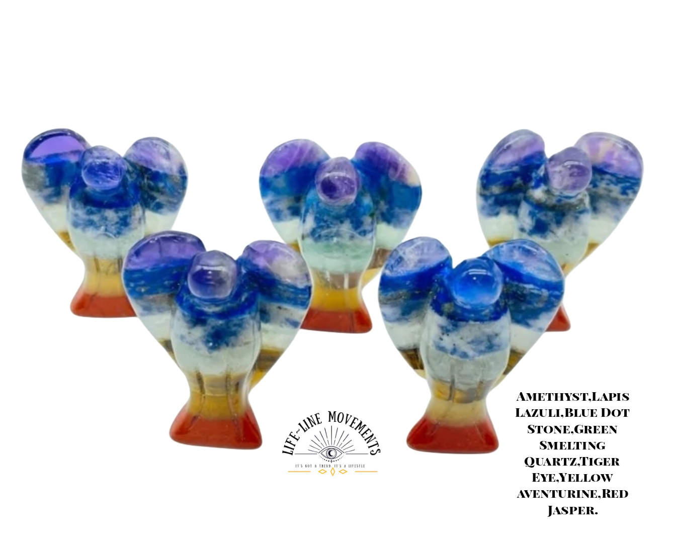 7 Chakra Stone 1.5 inch Angel Carving